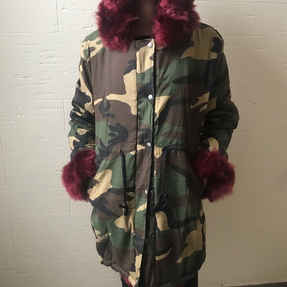 Faux Fur Camo Parka Jacket - Picture 5 of 6